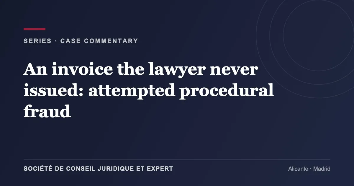 An invoice the lawyer never issued: attempted procedural fraud
