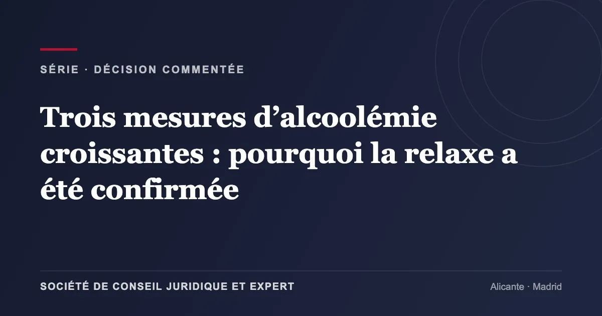 Trois mesures d’alcoolémie croissantes : pourquoi la relaxe a été confirmée
