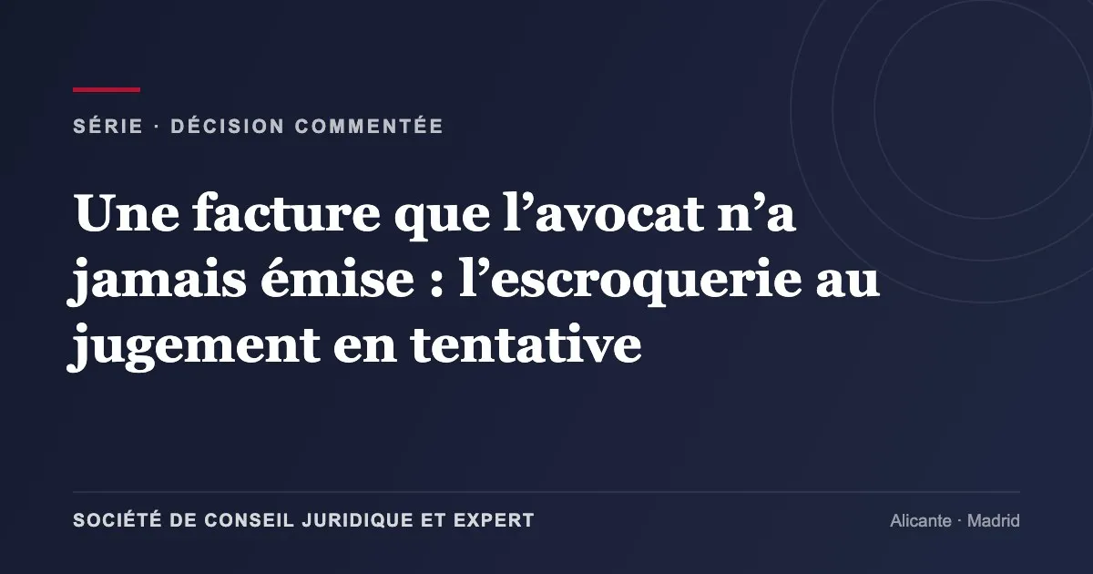Une facture que l’avocat n’a jamais émise : l’escroquerie au jugement en tentative